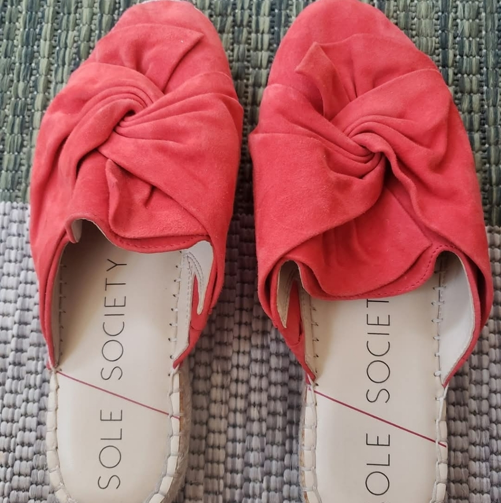 Sole Society Women's Red Suede Mules